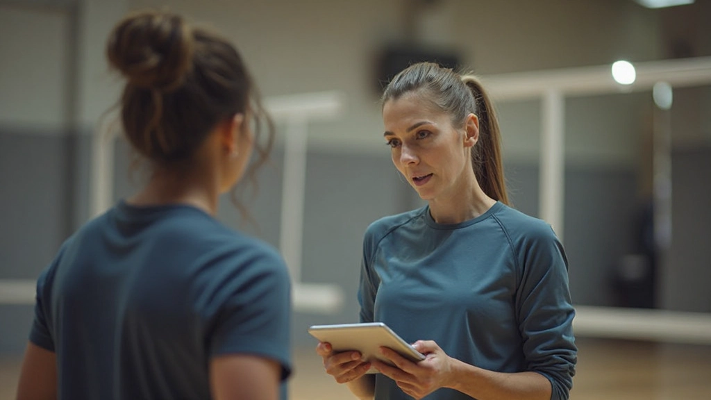 مدرب متخصص يراقب ويقيم أداء لاعب أثناء تنفيذ برنامج تدريبي بدني متقدم